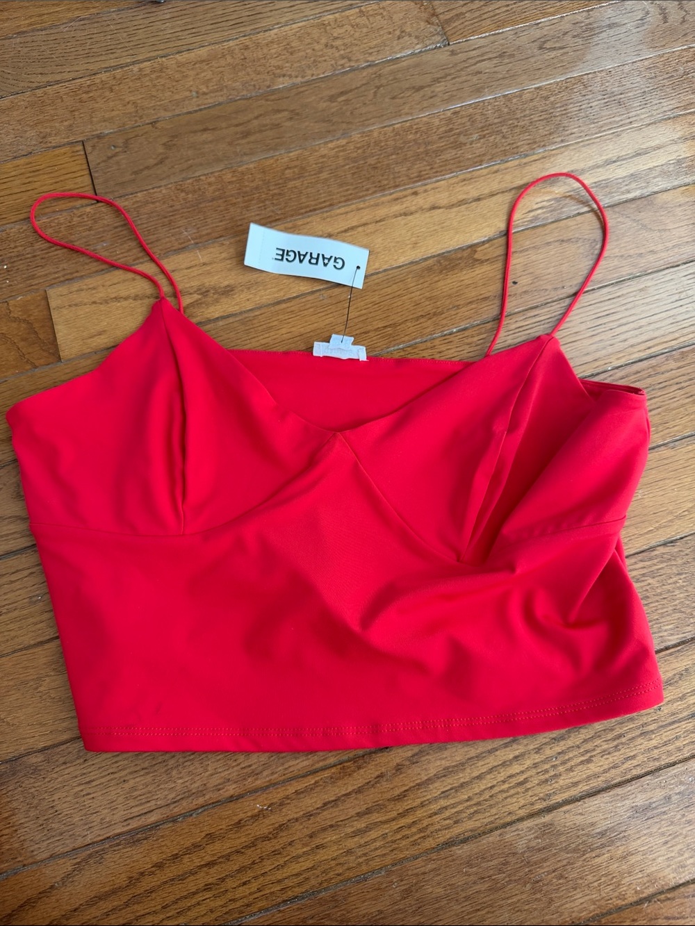 Garage Red Spaghetti-Strap Crop Top